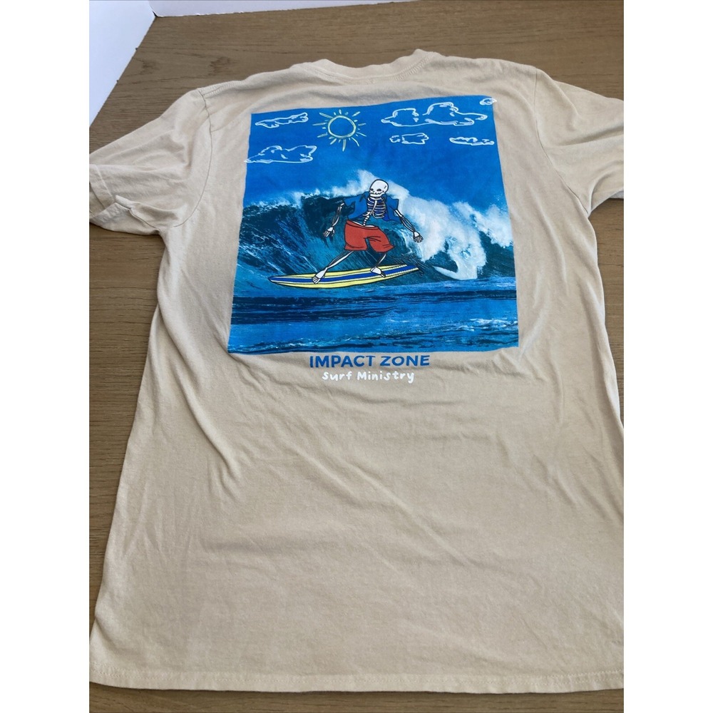 Surf Ministry T-Shirt Sz M‎ Graphic Tee Skull Tee Shirt Impact Zone Skeleton